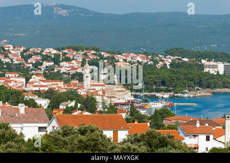 Vue de la ville de Krk, l'île de Krk, Kvarner, Croatie baie du Golfe Banque D'Images