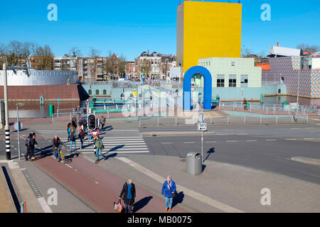 Entrée du Groninger Museum, Groningen, Pays-Bas. Banque D'Images