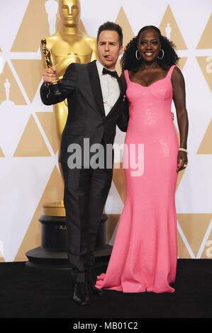 La 90th Annual Academy Awards Salle de presse : Sam Rockwell, Viola Davis Où : Los Angeles, California, United States Quand : 05 mars 2018 : Crédit/WENN.com Apega Banque D'Images