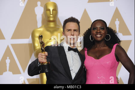 La 90th Annual Academy Awards Salle de presse : Sam Rockwell, Viola Davis Où : Los Angeles, California, United States Quand : 05 mars 2018 : Crédit/WENN.com Apega Banque D'Images