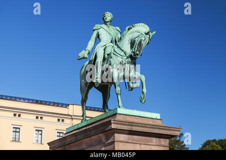 Statue du Roi Karl Johan à Oslo, Norvège. Banque D'Images