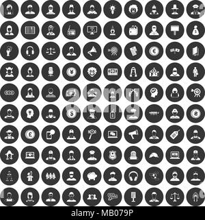 100 headhunter icons set cercle noir Illustration de Vecteur