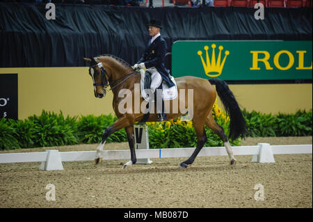 Finales de la Coupe du Monde Rolex, Thomas and Mack Center, Las Vegas, Nevada, USA, avril 2009. Grand Prix dressage, Jan Ebeling (USA) équitation Rafalca : Photo Peter Banque D'Images