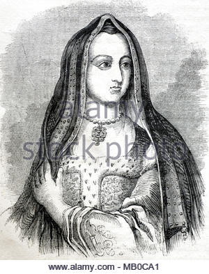 En tant qu'épouse d'Henry VII, Elizabeth d'York 1466 - 1503, est reine consort d'Angleterre depuis 1486 jusqu'à sa mort, meubles anciens de l'illustration vers 1860 Banque D'Images