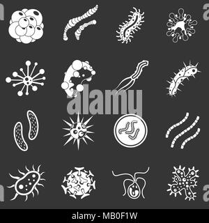 Les bactéries virus vecteur gris icons set Illustration de Vecteur