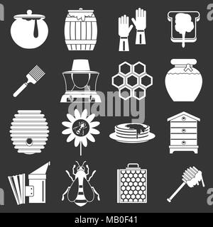 Outils apicoles icons set vector gris Illustration de Vecteur
