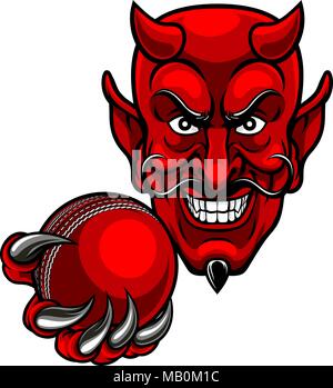 Devil Sports Cricket Mascot Illustration de Vecteur