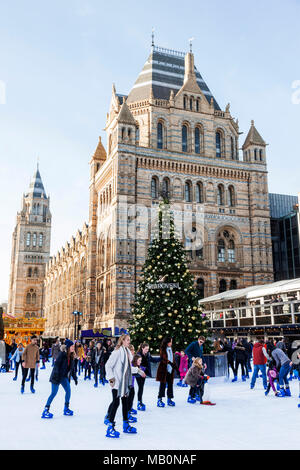 L'Angleterre, Londres, South Kensington, le Musée d'Histoire Naturelle, le patinage sur glace Banque D'Images