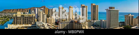 Vue panoramique de la ville de Waikiki Honolulu en bâtiments Banque D'Images