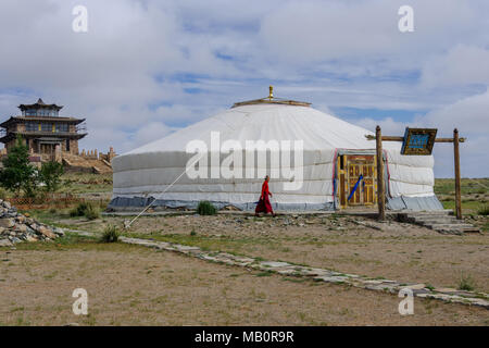 Complexe bouddhiste dans le désert de Gobi, Mongolie Banque D'Images