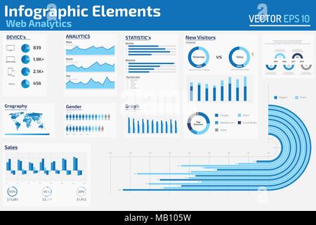 Éléments d'Infographie Web Analytics modèle de conception Illustration de Vecteur