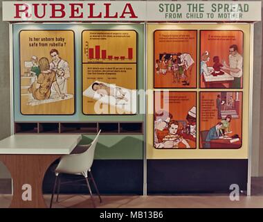 Affichage utilisé pour renseigner le public sur la rubéole La vaccination et la transmission de la mère au fœtus de ce virus, de 1964. Image courtoisie Centres for Disease Control (CDC). () Banque D'Images