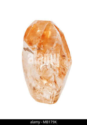 Cristal naturel de vin précieux clair topaz isolé sur fond blanc Banque D'Images