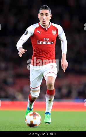 Hector Bellerin d'Arsenal au cours de l'UEFA Europa League quart de finale, match aller match à l'Emirates Stadium, Londres. ASSOCIATION DE PRESSE Photo. Photo date : Jeudi 5 avril 2018. Voir l'ACTIVITÉ DE SOCCER histoire d'Arsenal. Crédit photo doit se lire : Adam Davy/PA Wire Banque D'Images