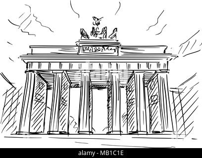 Cartoon Croquis de la porte de Brandebourg, Berlin, Allemagne Illustration de Vecteur
