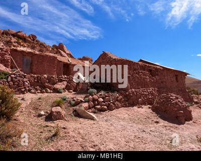 Une habitation en pierre et d'adobe dans Machuca, Désert d'Atacama, Chili Banque D'Images