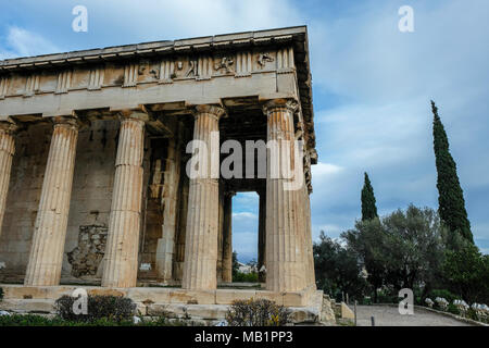 Temple d'Herphaesus dans l'ancienne Agora à Athènes, Grèce. Banque D'Images