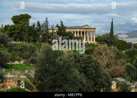 Temple d'Herphaesus dans l'ancienne Agora à Athènes, Grèce. Banque D'Images