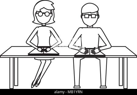 Les gens assis à 24 avatar sur fond blanc, vector illustration Illustration de Vecteur