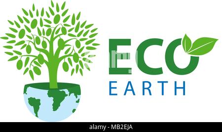 Vector illustration du symbole de l'écologie avec le texte de la terre eco Illustration de Vecteur
