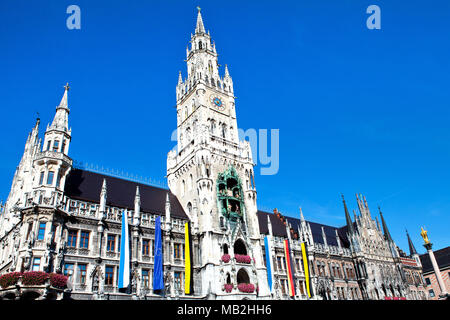 Hôtel de ville sur la place Marienplatz à Munich, Allemagne Banque D'Images