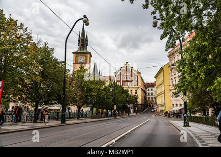 Prague, République tchèque - 19 août 2017 : Street dans le centre-ville historique de Prague Banque D'Images