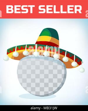 Sombrero Mexican Hat. Costume mascarade coiffure. Masque de carnaval ou Halloween. Cartoon Vector illustration. Jeux pour modèle. Illustration de Vecteur