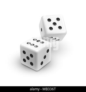 Deux dés blanc isolé sur fond blanc. Vector illustration réaliste Illustration de Vecteur