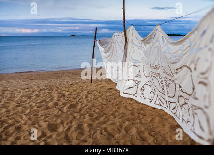 La vente de nappes à Nosy Komba Nosy Be (Madagascar), Banque D'Images