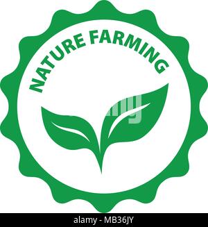 L'agriculture naturelle. Logo rond vert leafes vert. Icône vecteur vegan. Illustration de Vecteur