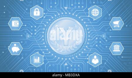 Monnaie électronique/numérique de Yuan Illustration de Vecteur