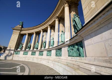 La Place des Héros à Budapest, Hongrie Banque D'Images