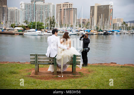 Photographe mariage Magic Island Lagoon Banque D'Images