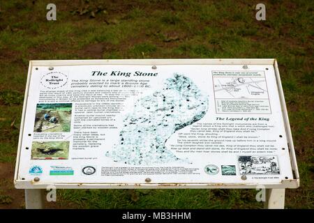 Rollright Stones, le roi Pierre de Cotswold Hill, et de l'Oxfordshire, UK Frontière Warwickshire Banque D'Images