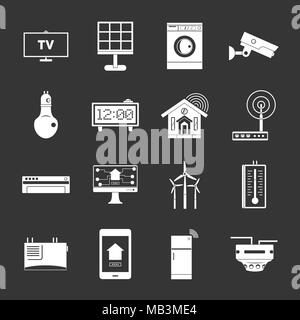 Smart home chambre icons set vector gris Illustration de Vecteur