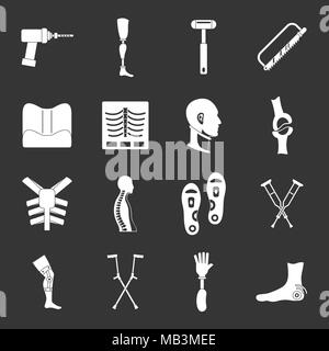 L'Orthopédie prothétique icons set vector gris Illustration de Vecteur