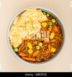 Cottage Pie nourrissant repas dans un bol UNE Agasinst fond gris clair Banque D'Images