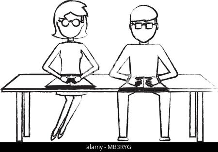 Croquis de l'avatar les gens assis à 24 sur fond blanc, vector illustration Illustration de Vecteur