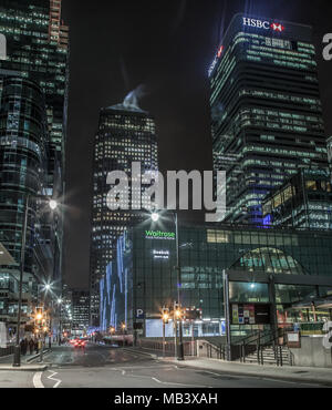 La photographie de nuit sur l'Isle of Dogs Banque D'Images