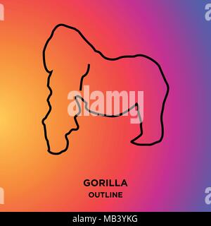 Gorilla aperçu sur fond violet Illustration de Vecteur