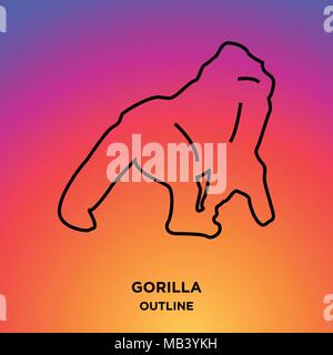 Gorilla aperçu sur fond violet Illustration de Vecteur