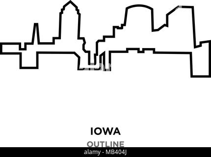 Aperçu de l'Iowa sur fond blanc Illustration de Vecteur