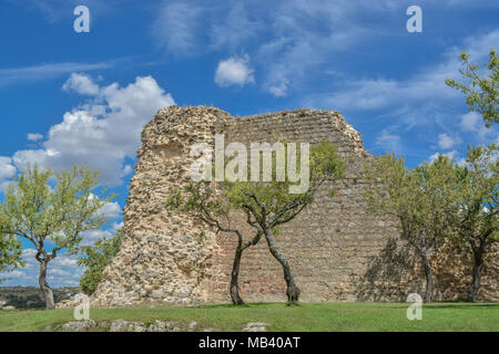 Jardin médiéval avec remparts vestiges de pierre Banque D'Images