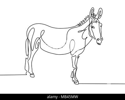 Dessin d'une ligne continue dans l'âne minimaliste moderne sty Illustration de Vecteur