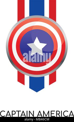 Logo Captain America isolé sur fond blanc pour votre site web, mobile et app design Illustration de Vecteur