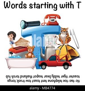Mots anglais commençant par T illustration Illustration de Vecteur