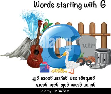 Mots commençant par la lettre G illustration Illustration de Vecteur