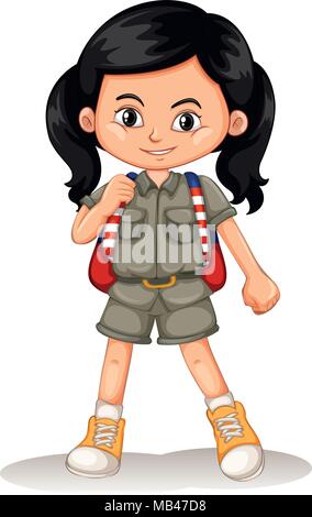 Un heureux jeune fille dans un costume safari illustration Illustration de Vecteur