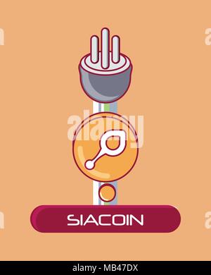 Pièce Siacoin avec bouchon sur ornage arrière-plan, design coloré. vector illustration Illustration de Vecteur