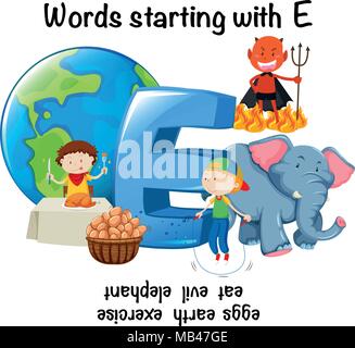 Mots anglais commençant par E illustration Illustration de Vecteur